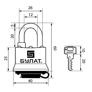 Булат Замок навесной ВС 0330 всепогодный  #223878